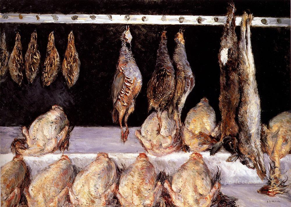 Display Of Chickens And Game Birds Impressionists Gustave Caillebotte still lifes Oil Paintings